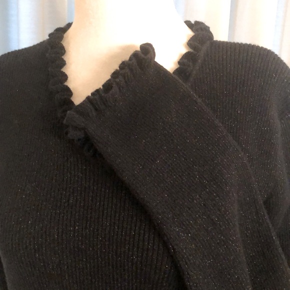 Black rayon-nylon-spandex knot sweater. M - Picture 3 of 4